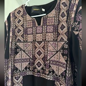 Purple and Black Geometric Patterned Top